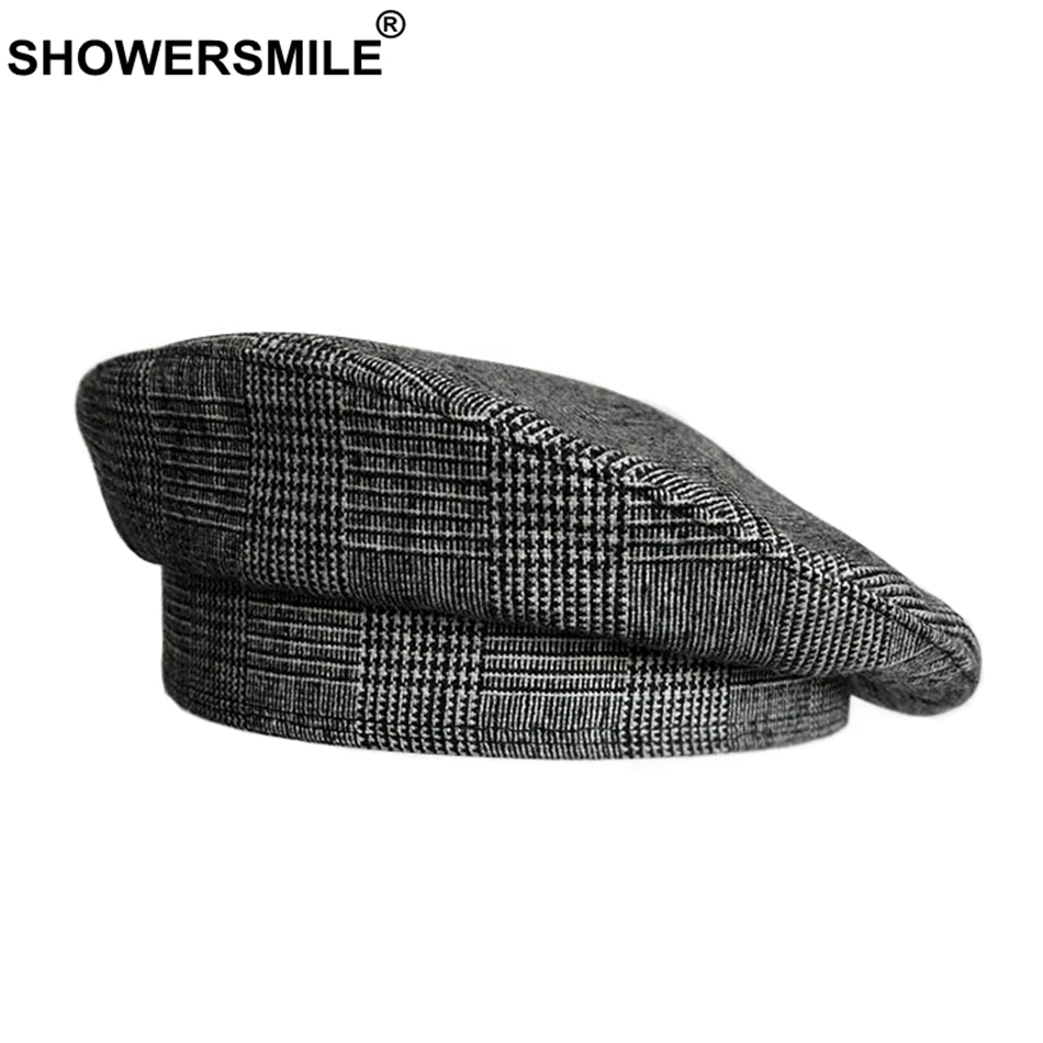 SHOWERSMILE, хлопковые береты для женщин, гусиная лапка, белый, черный цвет, шапка художника, женская элегантная, весна-лето, женская, французская шляпа художника