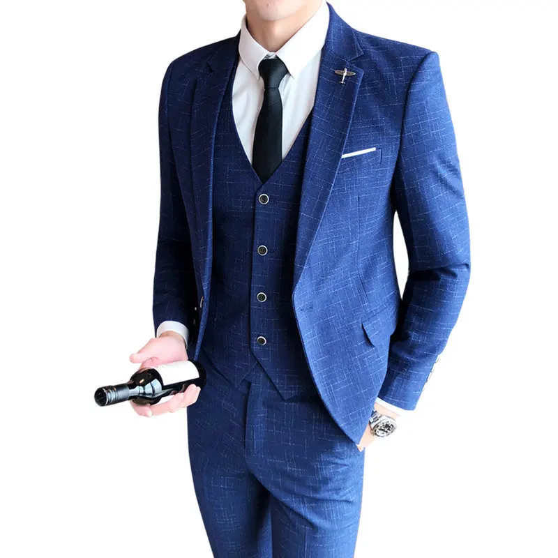 

The new 2020 men's business casual suit small three-piece suit young men's clothing of cultivate wedding dress
