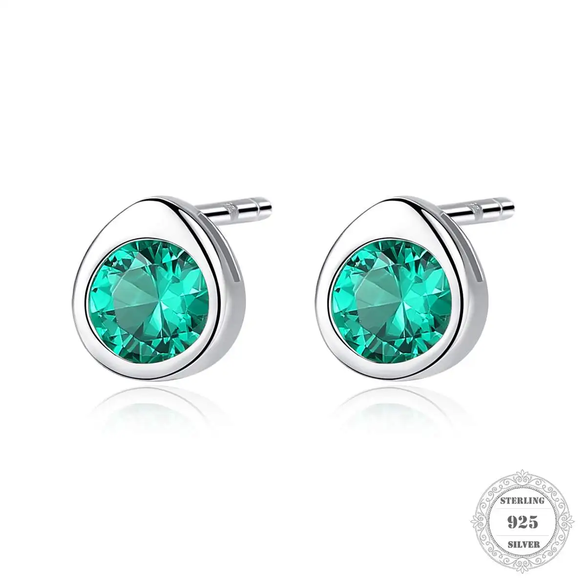 Серьги гвоздики в виде красного и зеленого цвета круглые золотые винтажные