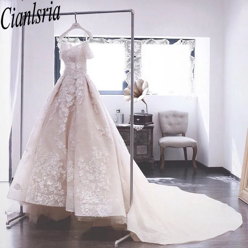 

vestidos de novia 2020 Lace Wedding Dresses for Women Applique Beaded Bridal Gowns Beaded robe de mariee Custom Made