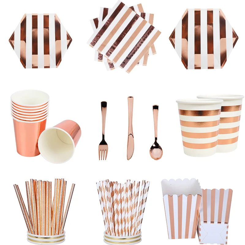 MEIDDING/вечерние одноразовые столовые приборы из розового золота бумажные