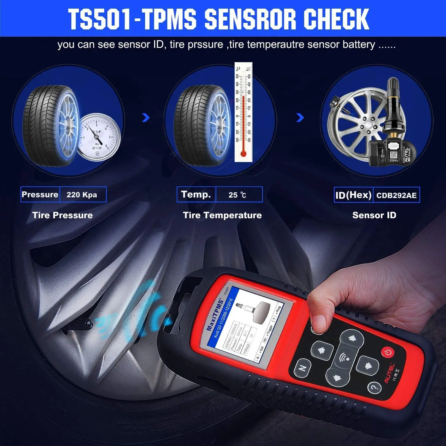 Autel MaxiTPMS TS501 инструмент для переобучения TPMS с активацией датчика