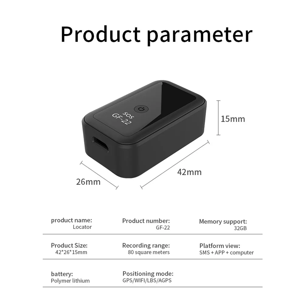 

2021 Popular GF22 Wireless Intelligent Precise Positioning Vehicle Tracking Device Car Motorcycle Anti-theft Beidou GPS Locator