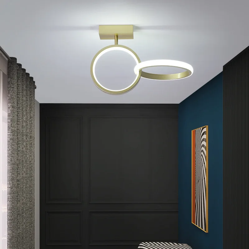 Современный светодиодный светильник с золотым кольцом подвесной AC85 265V