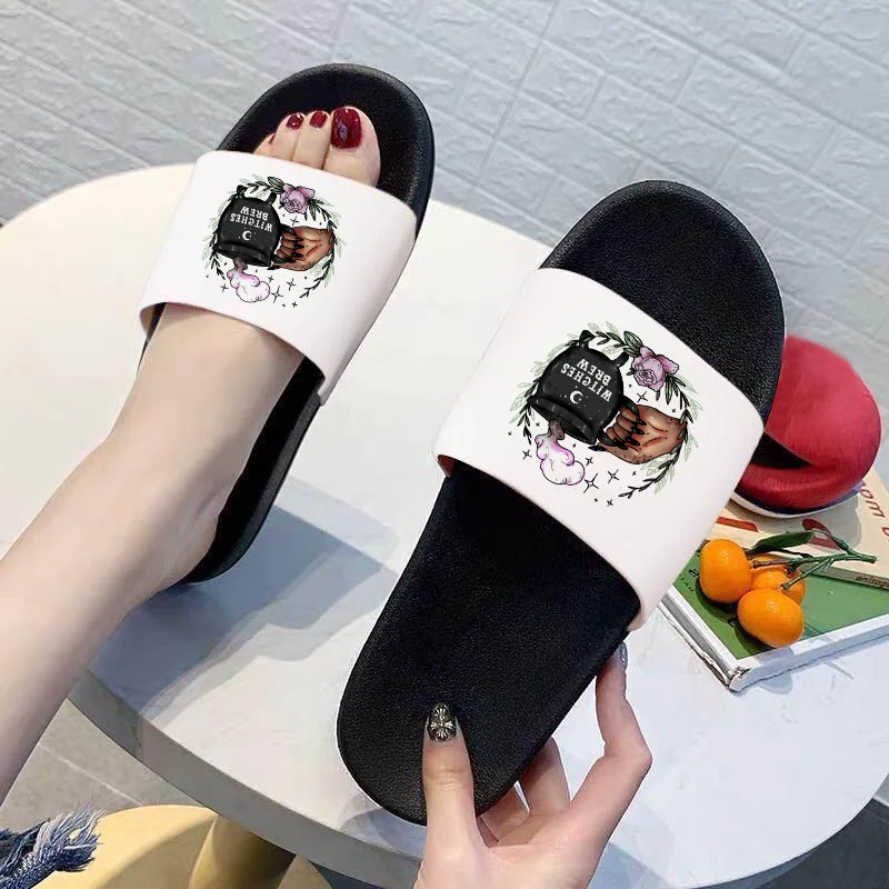 

2021 Women Slippers Flat Platform Home Bathroom Shoes for Woman Custom Pattern Non-slip Bathroom Slides Sandalias Plus Size 41