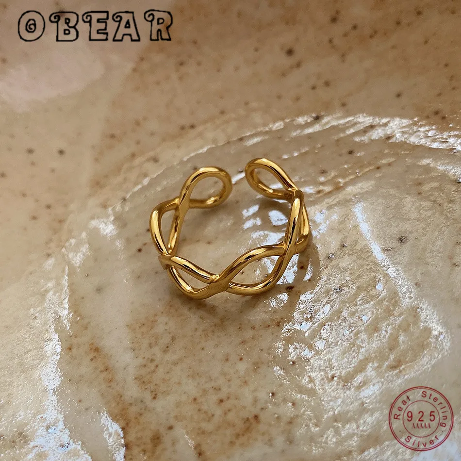 Массивные Открытые Кольца OBEAR из стерлингового серебра 925 пробы минималистичное