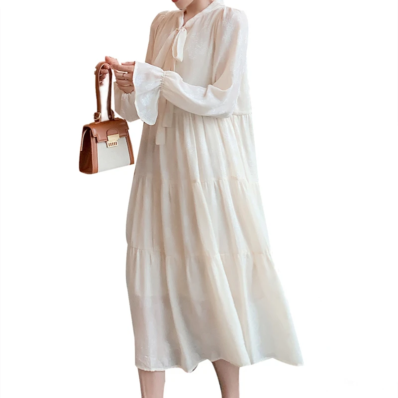 Весна 2020 корейская мода для беременных макси длинное платье размера плюс