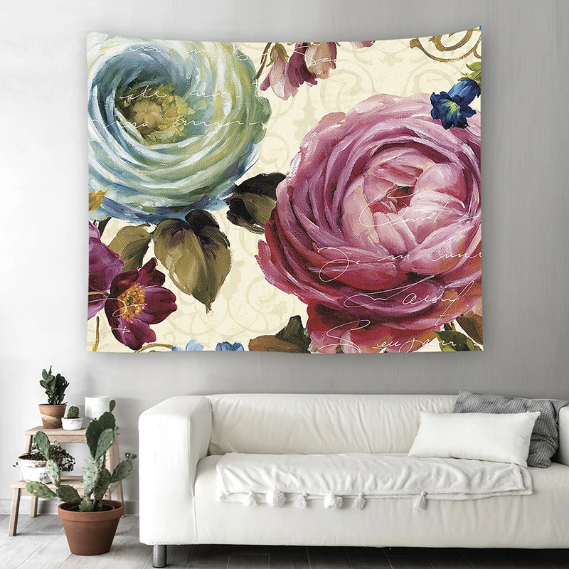 Цветы Картина маслом гобелен Индия Мандала в богемном стиле декоративная