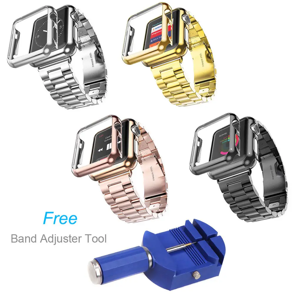 Защитный позолоченный чехол из нержавеющей стали для Apple Watch Band Series 2 1 iWatch 42 мм 38