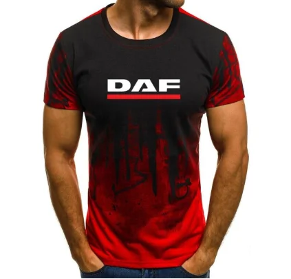 

DAF Print T-shirt Men Gradient Color Short Sleeve Beefy Muscle Basic Solid Blouse Tee Shirt Top Casual Funny tshirt Summer fu