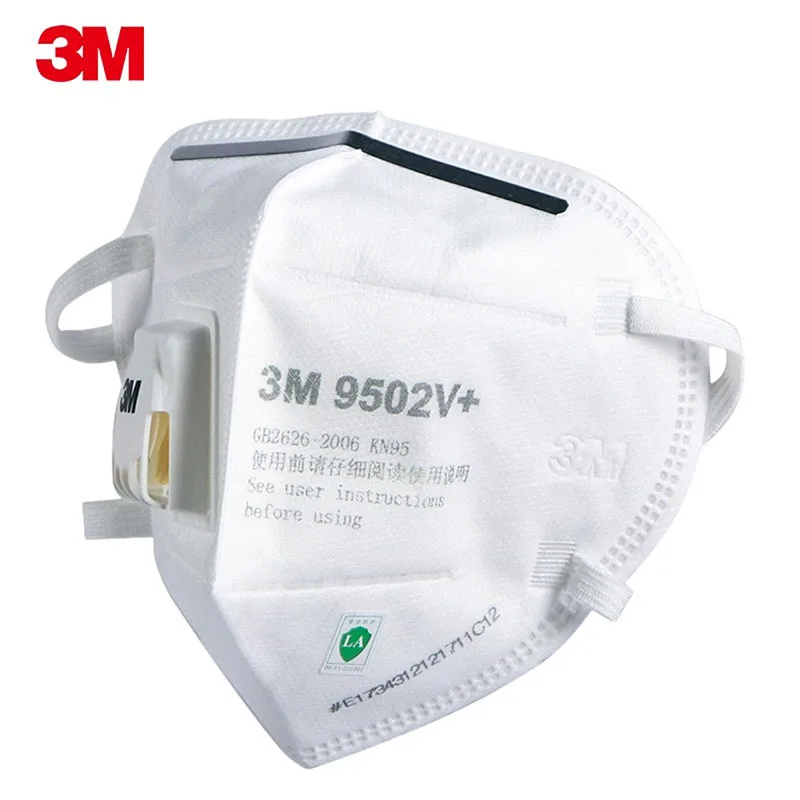 Маска 3M 9502 в + KN95 с головным креплением клапаном респиратор для частиц и пыли