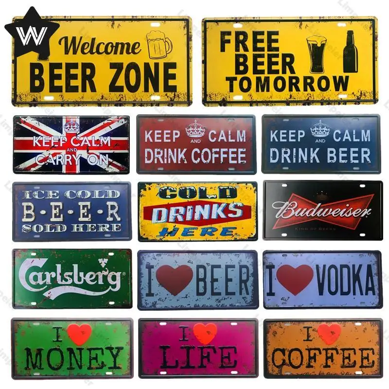 Любовь пиво металлический знак США наклейки на стену холодные напитки Оловянная