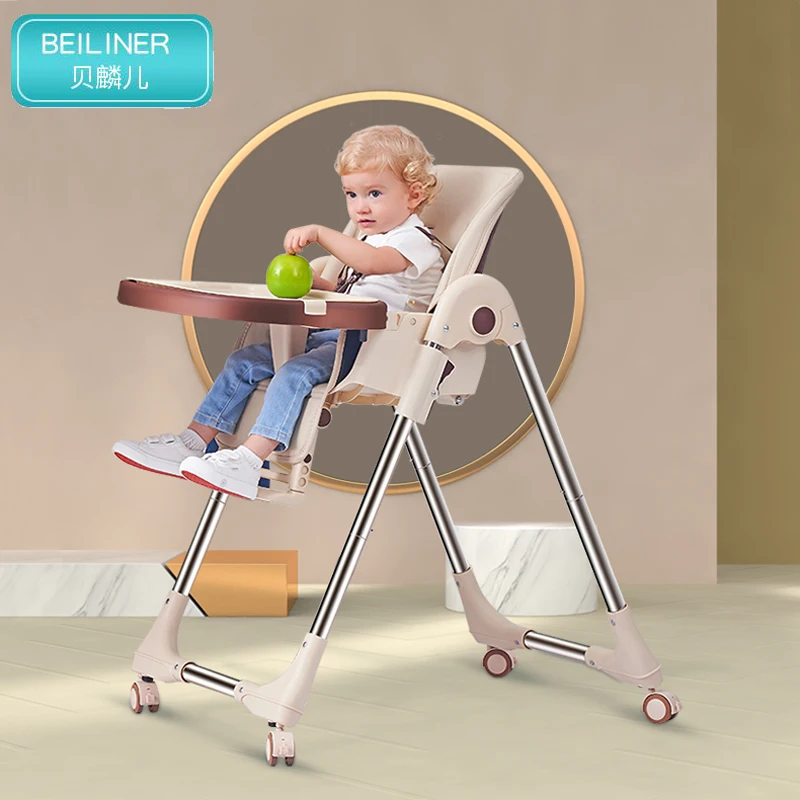 Baby Hhigh Chair Fedding Children's Furniture With 4 Wheels Adjustable Aitting And Lying Free Shipping