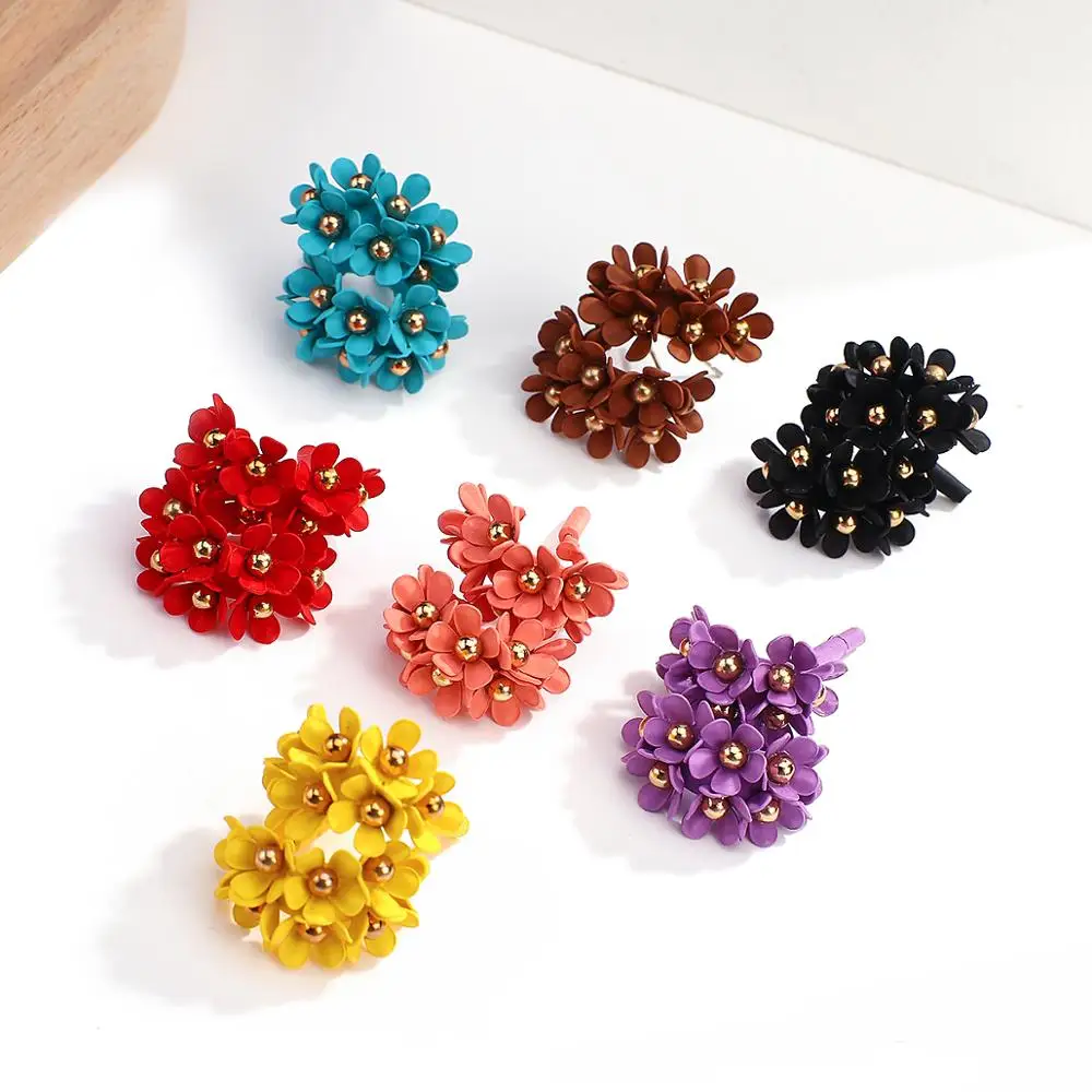 

Lifefontier Boho Colorful Metal 8 Flowers Hoop Earrings for Women Spray paint Floral Small Earring Statement Jewelry Gifts