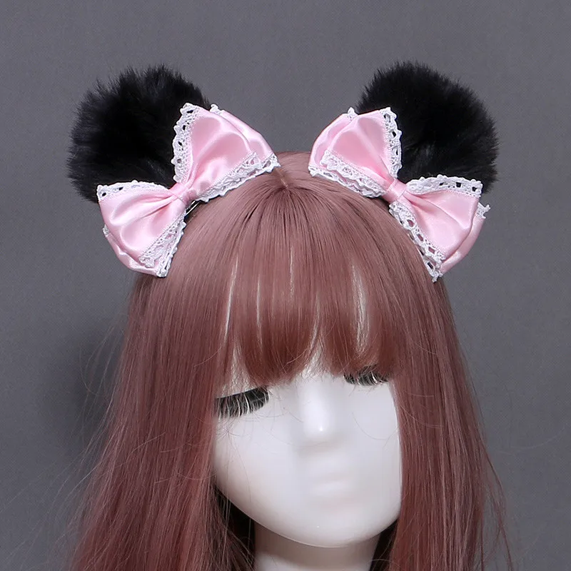 Оголовье Лолиты с милыми медвежьими ушками аниме опора милый обруч дикого