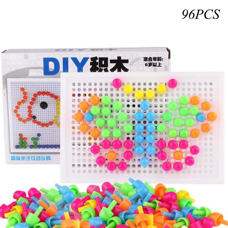 96 шт Творческие дети доска гвоздиков со шляпками сочетание строительные блоки