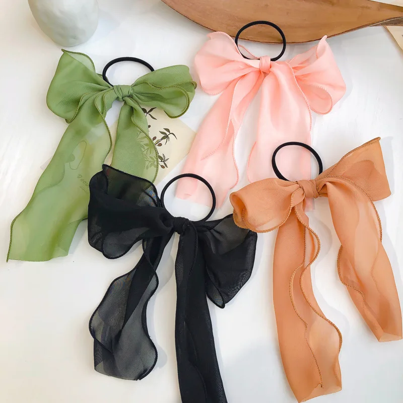 Весенняя романтическая и элегантная лента для волос с бантом шифоновая