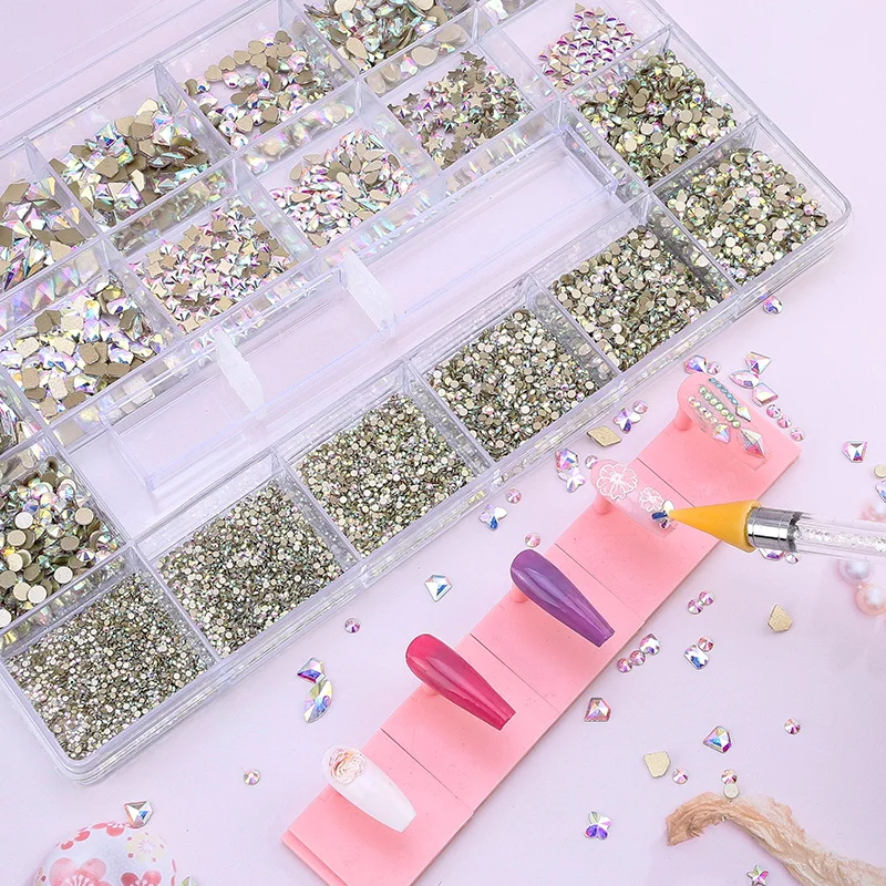 Стеклянные стразы с плоским основанием для дизайна ногтей | Дом и сад