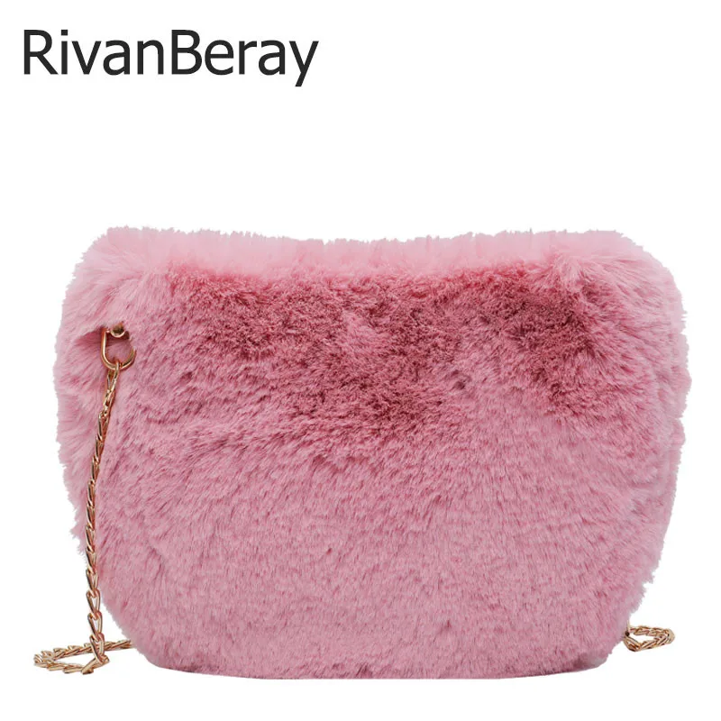 Новинка 2019 женская зимняя сумка из искусственного меха модные розовые сумки на