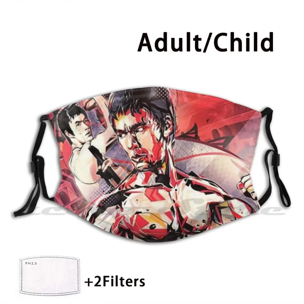 

Bruce Lee Mask Adult Child Washable Pm2.5 Filter Logo Creativity Bruce Lee Kungfu Actor Hollywood