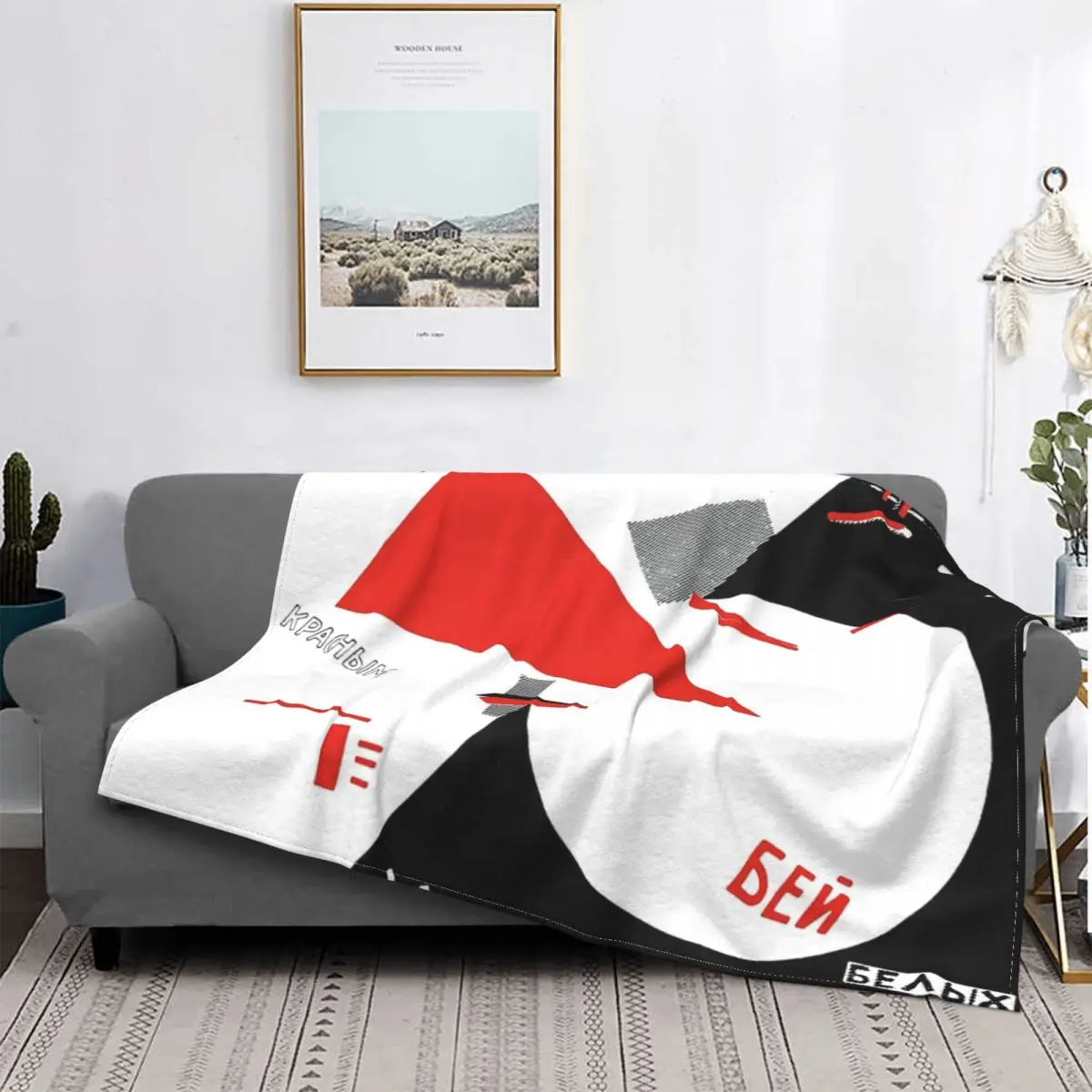 

El Lissitzky - Beat The Blanket, colcha para cama, manta a cuadros para sofá, manta Kawaii a cuadros en El sofá