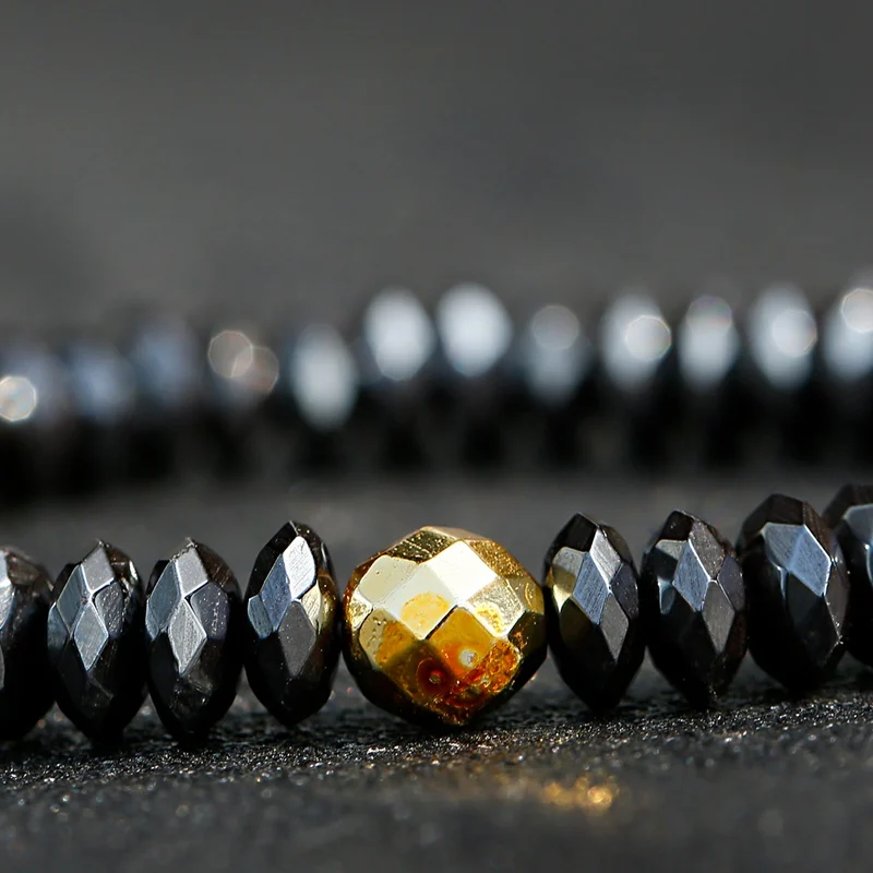 Fashion Men Gold Color Hematite Beaded Bracelets Ethnic Yoga Elastic Bracelet Charm Jewelry Bileklik Gift Drop Shipping | Украшения и