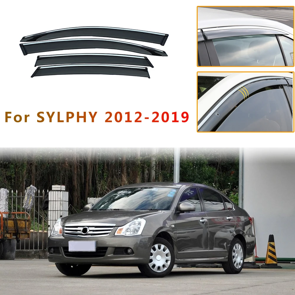 

4pcs Car Styling For Nissan Sylphy 2012-2015 2016 2017 2018 Smoke Window Sun Rain exterior visor Deflector Guard Accessories
