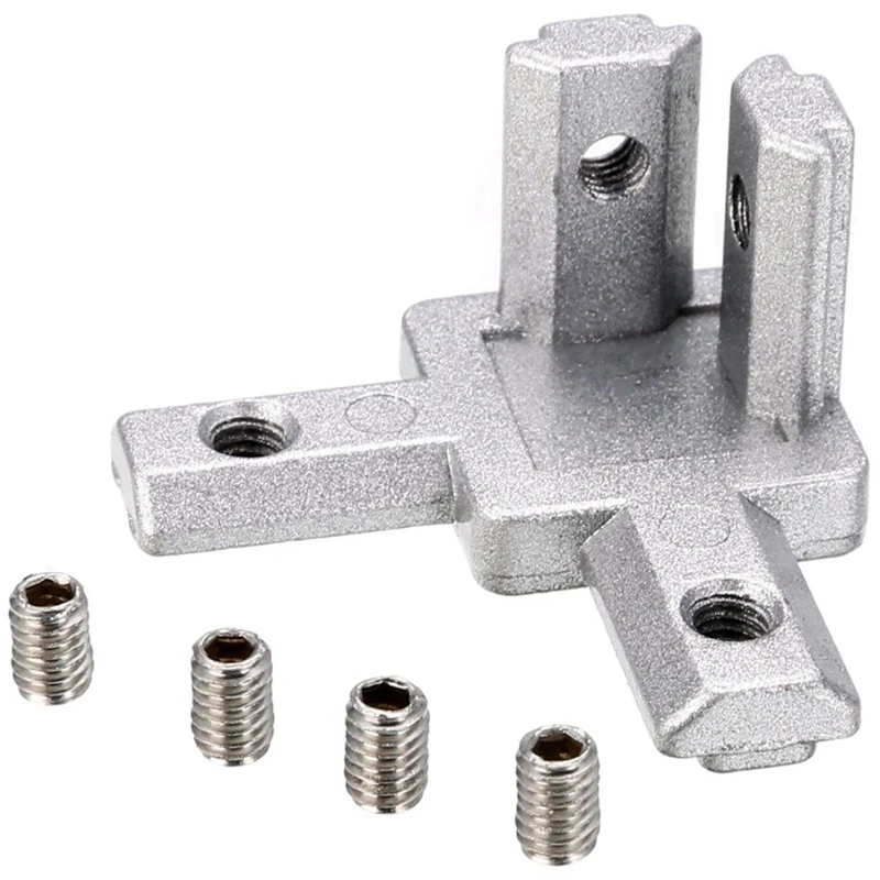 

2020 Series 3 - Way End Corner Bracket Connector With Screw For Standard 6 Mm T Slot Extruded Aluminum Profile(20Pcs)