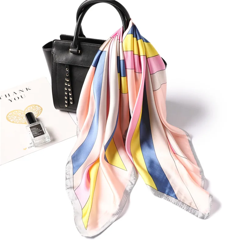 

Geometrische Vierkante Sjaal Vrouwen 2020 Nieuwe Lente Zijden Sjaals 70*70Cm Mode Halsdoek Satijn Sjaals Voor Lady hair Tie Band