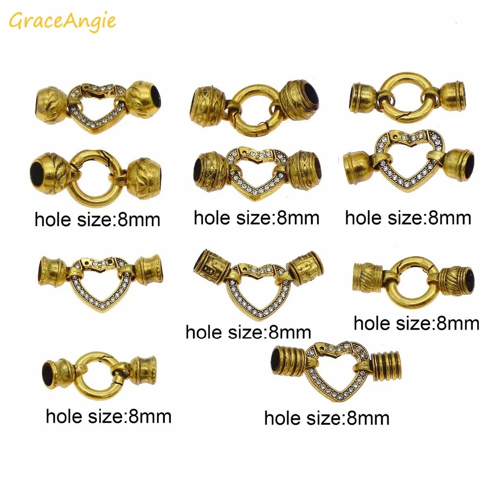 GraceAngie 3 шт./упак. кожаный шнур конец застежки комплект шапочек типа на кожаном шнурке Цепочки и ожерелья браслета Стразы застежка ювелирные изделия