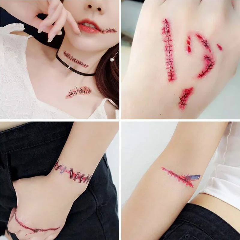 Временные тату-наклейки на Хэллоуин 30 шт. с цветами бабочками боди-артом