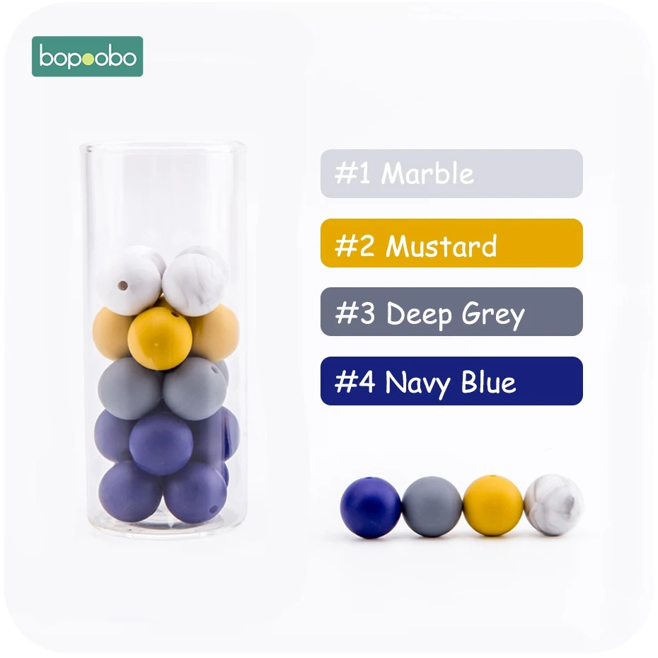 Mustard-Navy Bopoobo 500 шт Силиконовые бусины 12 мм Жемчуг силиконовые пищевые Детские Прорезыватели для зубов DIY кормящих браслет кулон грызунов детский Прорезыватель - Цвет: Mustard-Navy