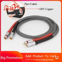 preffair x418tr hi end ofc pure copper rca to rca audio cable with silverlink brass gold plated solder rca male plug pair
