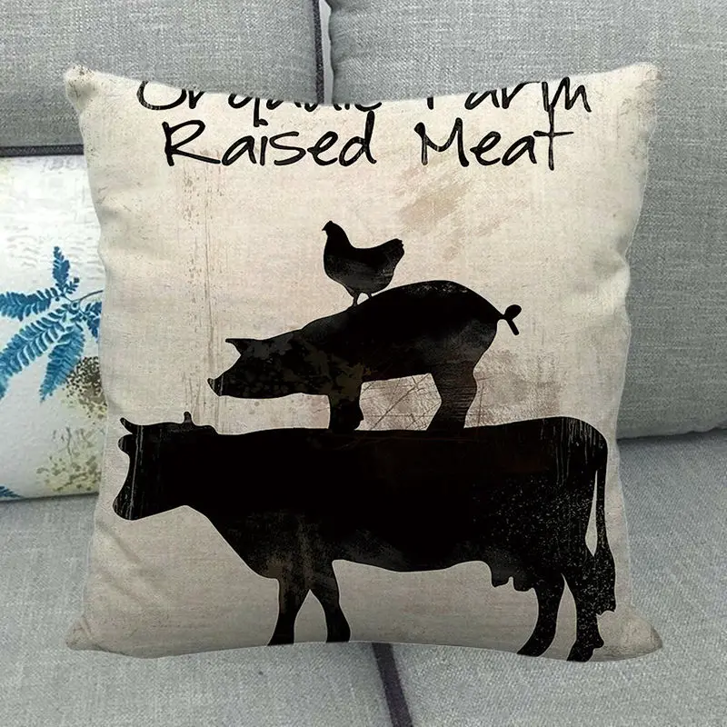 45cm*45cm farm fresh animals cow and pig designs Linen/Cotton Throw Pillow Covers Cushion Cover home Decor Pillowcase - купить по