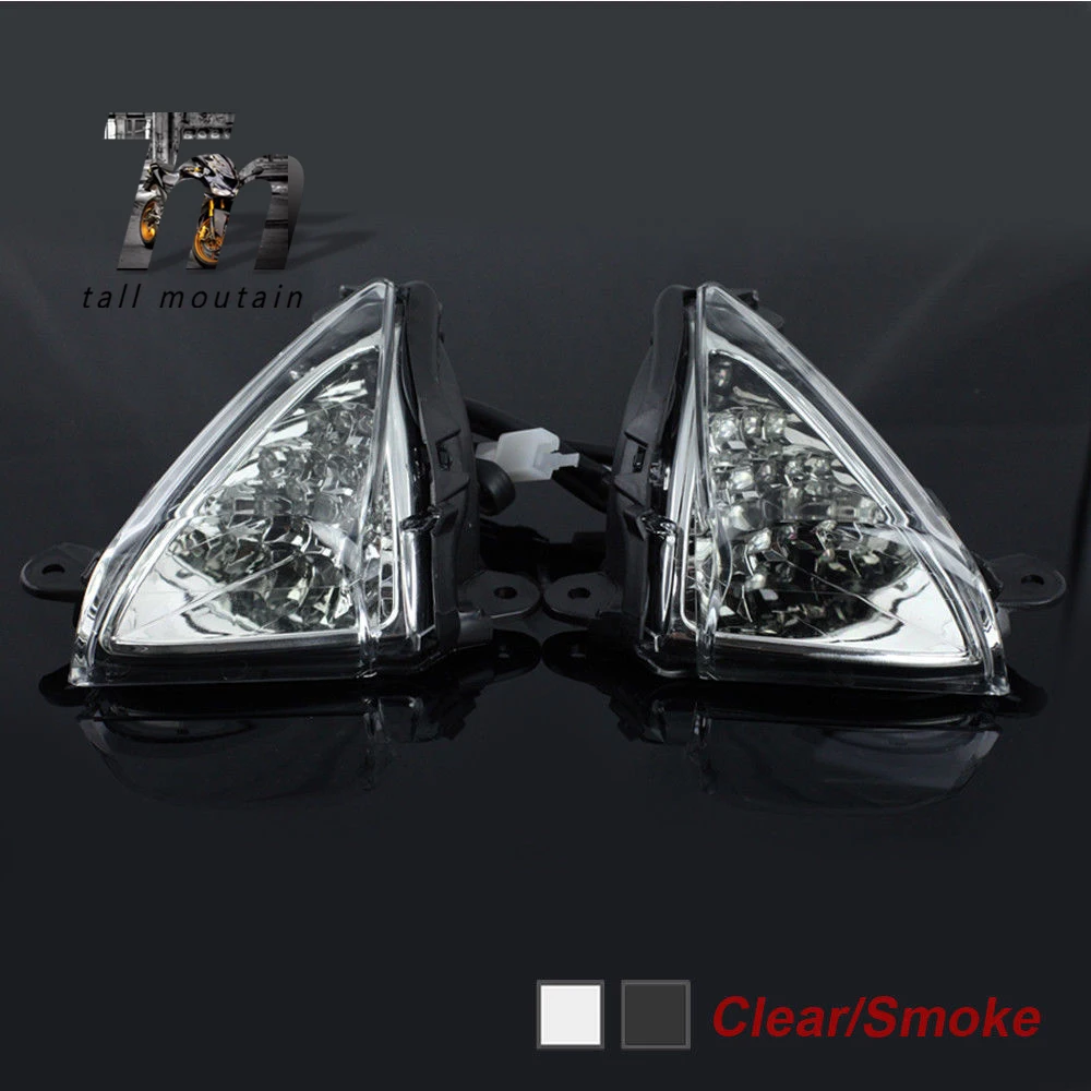 clear Передний светодиодный индикатор поворота для KAWASAKI ZX6R ZX10R Z750 Z1000 NINJA 650R ER6N ER6F аксессуары для мотоциклов светильник мигалка - Цвет: clear