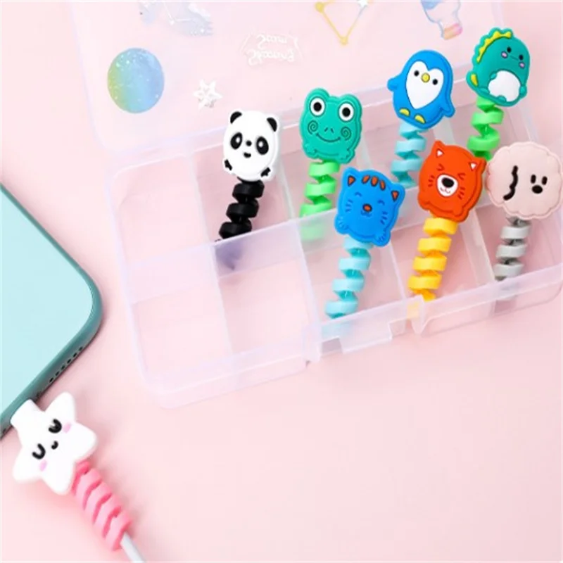 

1pc Spiral USB Protector Cartoon Charging Cable Saver Silicone Bobbin Winder For Cell Phone