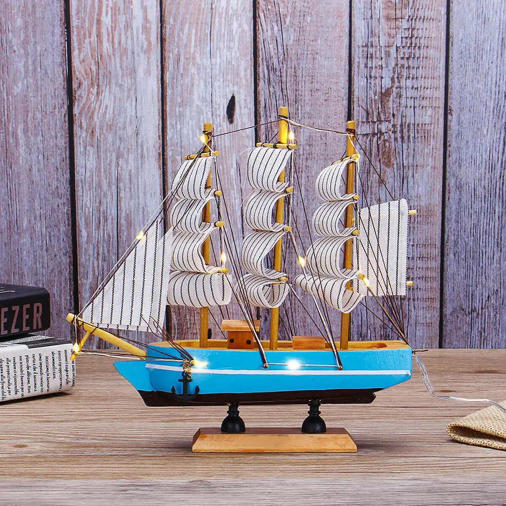Светодиодный ная деревянная парусная лодка ручной работы Классическая