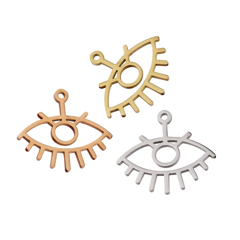 

Steel Color /Gold Color Stainless Steel Devil Eye Charm Pendant Mirror Polish DIY Earring Accessories