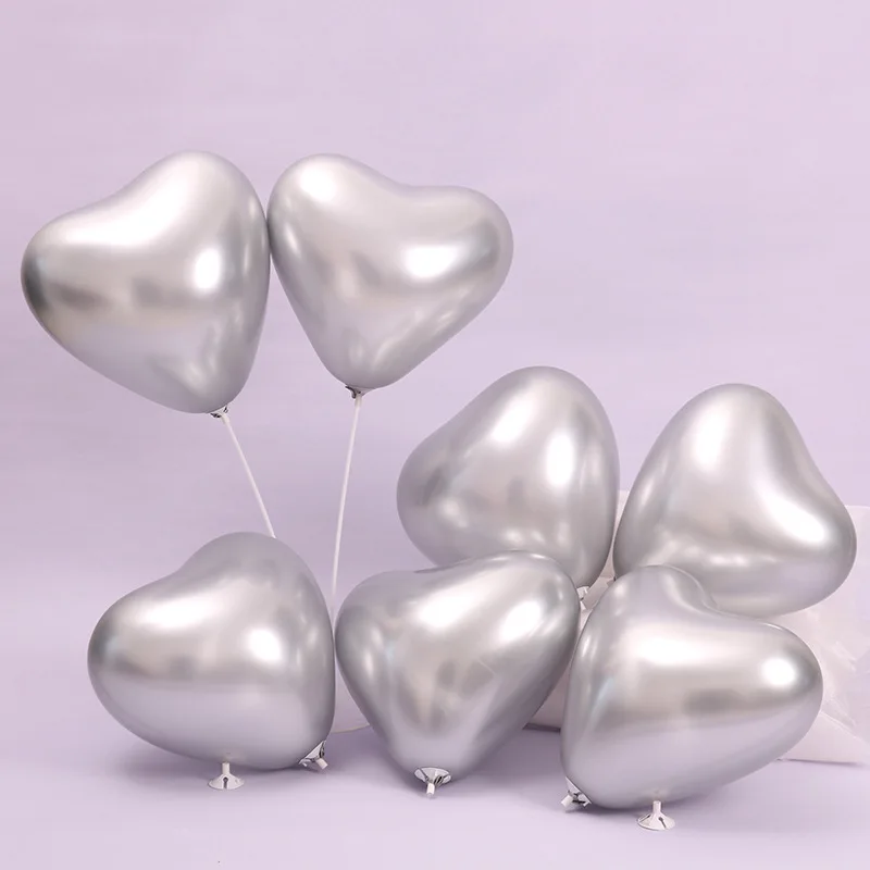 

10-20pcs 12inch Metallic Heart Balloon Advanced Chrome Metal Round Balloons Valentine's Day Proposal Scene Decoration Globos