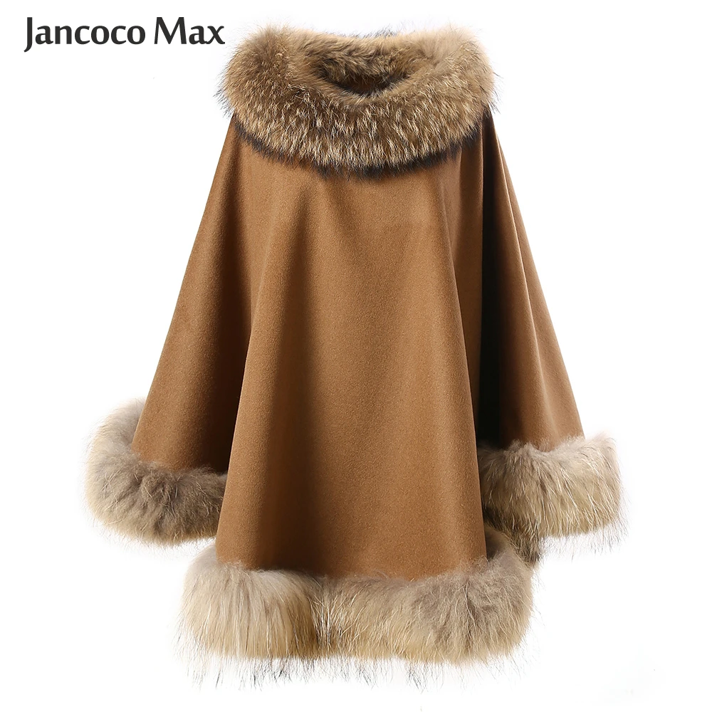 

Lady Fashion Real Fur Poncho Autumn Winter Cashmere Raccoon Fur Cloak Women's Real Fox Shawls S7551