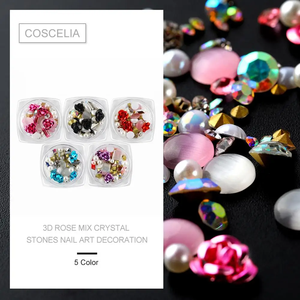 COSCELIA украшения для нейл арта Стразы 3D цветок ногтей ракушка украшение аксессуары