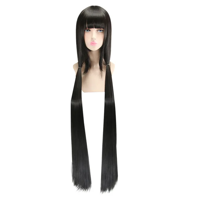 Harukawa Maki Cosplay Wig New Danganronpa V3 Costume Black long straight Play Wigs Halloween Costumes Hair free shipping