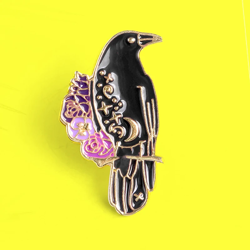 Готический Ворон ворона ведьмы книга шесть ворон броши на заказ эмалированные