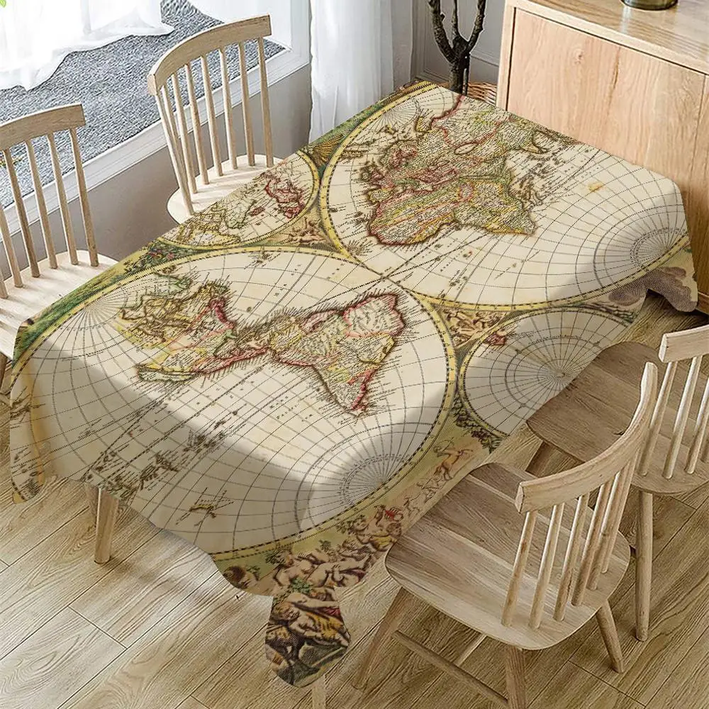 

Globe Cross Section Tablecloth Waterproof Oilproof Rectangular Table Cloth Family Banquet Practical Polyester Tablecloth