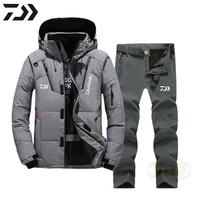 winter daiwa fishing clothing men windproof fishing clothes thicken thermal coat fishing shirt tactical pants for fishing set