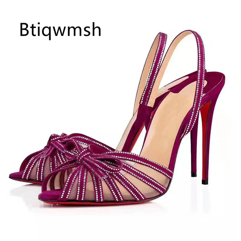 Женские туфли на высоком каблуке с открытым носком и узким ремешком