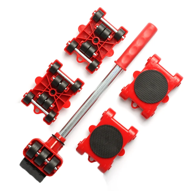 

DropshippingFurniture Mover Set Transport Lifter 360degree rotation Heavy Stuffs Moving Wheel Roller Bar Hand Tools 5PcsSet Tool