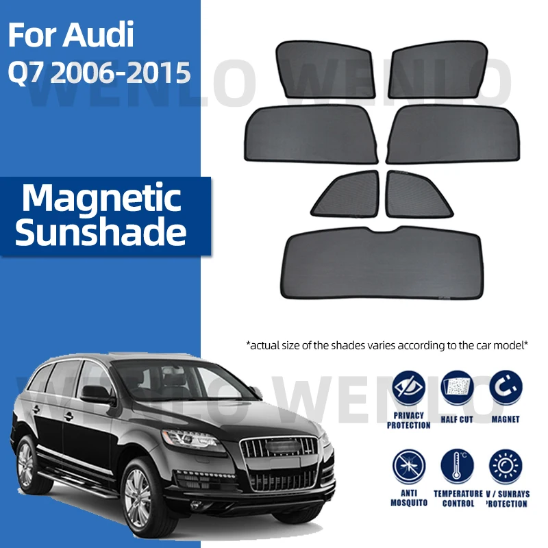 

For Audi Q7 4L 2006-2015 Magnet Car Interior Sunshade Front Rear Window Sunscreen Glass Shading Curtain Cover