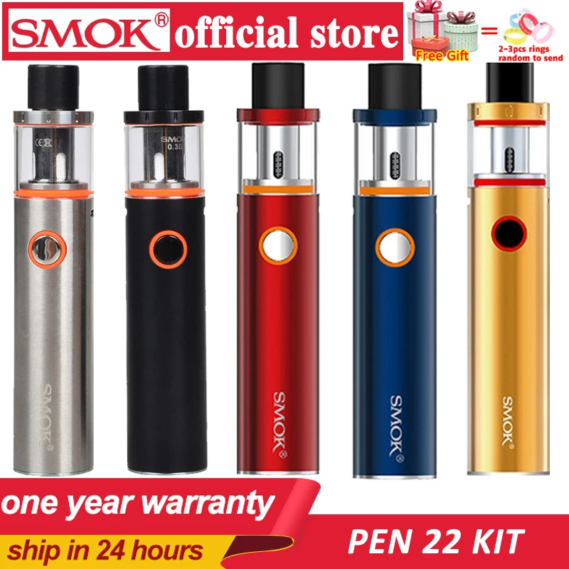 Smok Vape Pen 22 комплекта встроенный аккумулятор 1650 мАч с вейп-ручкой 22 резервуара Ом двухъядерный светодиодный индикатор электронная сигарета