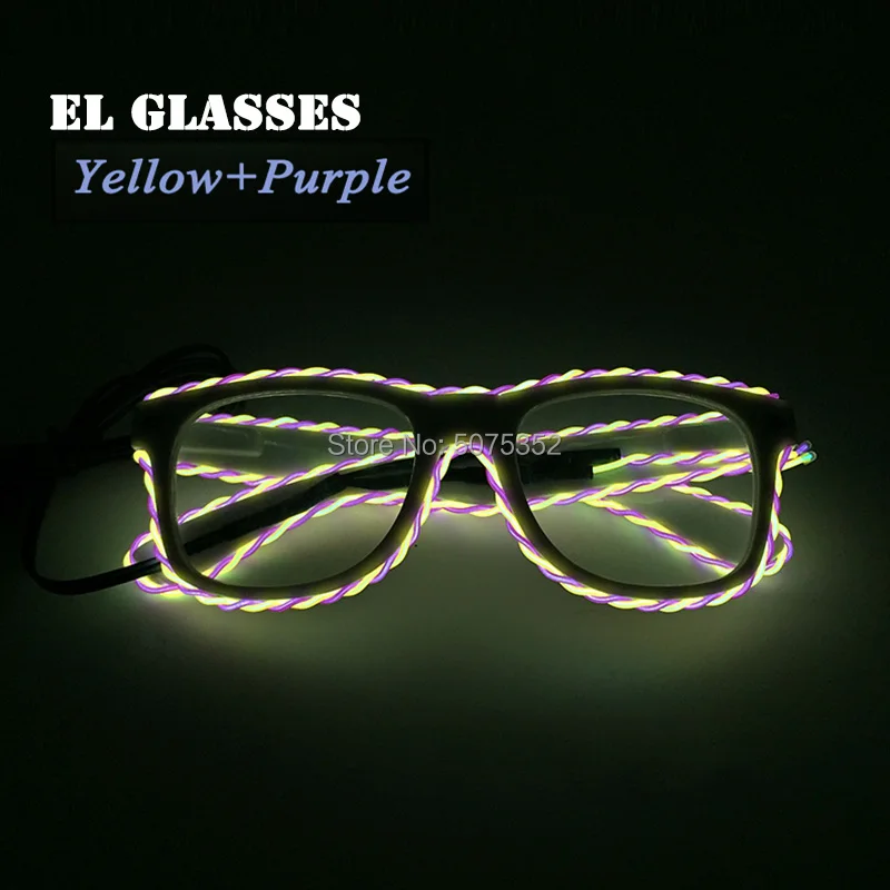 

GZYUCHAO EL Neon Glowing Flashing Glasses Dance DJ EL Sunglasses Novelty Luminous Light Up LED Eyewear Glasses For Stage Show